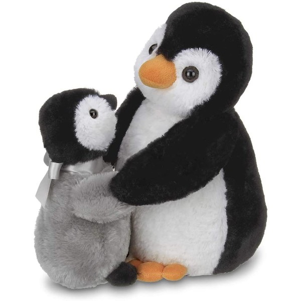 Bearington Wiggles and Wobbles Plush Stuffed Animal Penguin with Baby, 10 inches