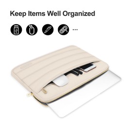 MOSISO 17-17.3 inch Laptop Case, 17.3 inch Puffy Laptop Sleeve Compatible with Dell XPS/HP Pavilion/Ideapad/Acer/Alienware/HP Omen Notebook Computer, Polyester Horizontal Bag with Small Case, Sand