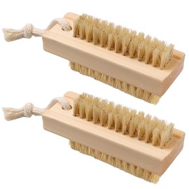 2Pcs Wooden Nail Brush for Cleaning Fingernails Two-Sided Wooden Fingernail Nail Scrubber Brush with Hanging Rope for Deep Cleaning Under Nails Fingernails Toes Nail Art and Industrial Repair Job