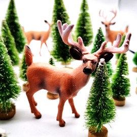 Pack of 45 Artificial Christmas Trees, Mini Christmas Trees, Small Miniature Fir Tree, Mini Green Christmas Tree with Snow Effect, Christmas Tree for Table Decoration, DIY Shop Window,