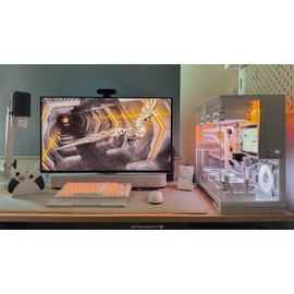 Geometric Future M5 Tempered Glass Mid Tower, E-ATX/ATX Gaming Case, 1.2mm Steel, Type C, Toolless Panels, Support 420/360 Radiator, Dual-Chamber, White, GEO-M5-W