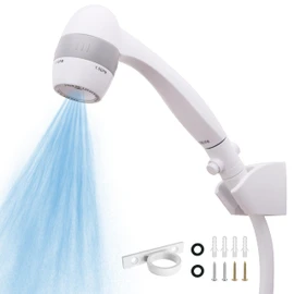 High Pressure RV Shower Head with Hose and On Off Switch, 3 Flow Rate for Saving Water, White