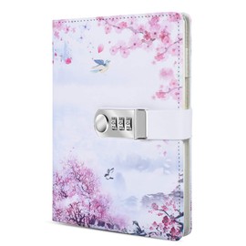 ToiM A5 Secret Diary with Lock, PU Leather Journal (Spring)