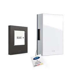 m-e KTF-120-A - Wired Doorbell Complete Set Includes Two-tone Chime Chime Transformer and Modern Bell Push Button with Automatic Lighting - For 1-3 Family Homes - House Bell Set