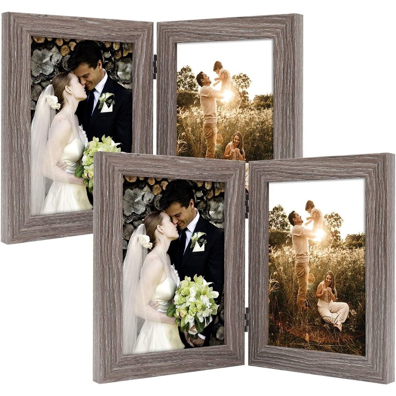 Golden State Art, 5x7 Double Picture Frame Vertical Hinged Photo