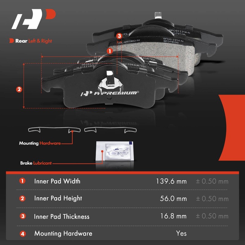 A-Premium Front & Rear Ceramic Disc Brake Pads Set Compatible