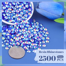 2500PCS 5mm Resin Jelly Rhinestones in Bulk (Dark Blue AB), Bedazzling Flatback Crystals Rhinestones for Crafting DIY Nail Decoration, Gems Diomand Charms for Tumbler Shoes Clothing Fabric