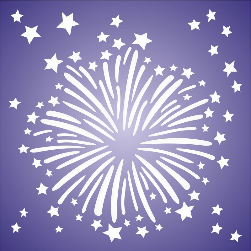 Fireworks Stencil - 21.5 x 21.5 cm (L) - Reusable