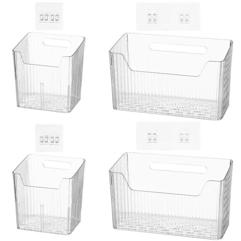 yeesport 4 PCS Cabinet Door Organizer Bins, Clear Plastic Wall