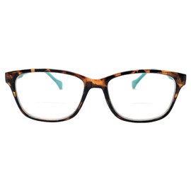 Incredible Bargains The Havana Stylish Tortoise Shell Bifocal Reading Glasses + 2.00 Teal