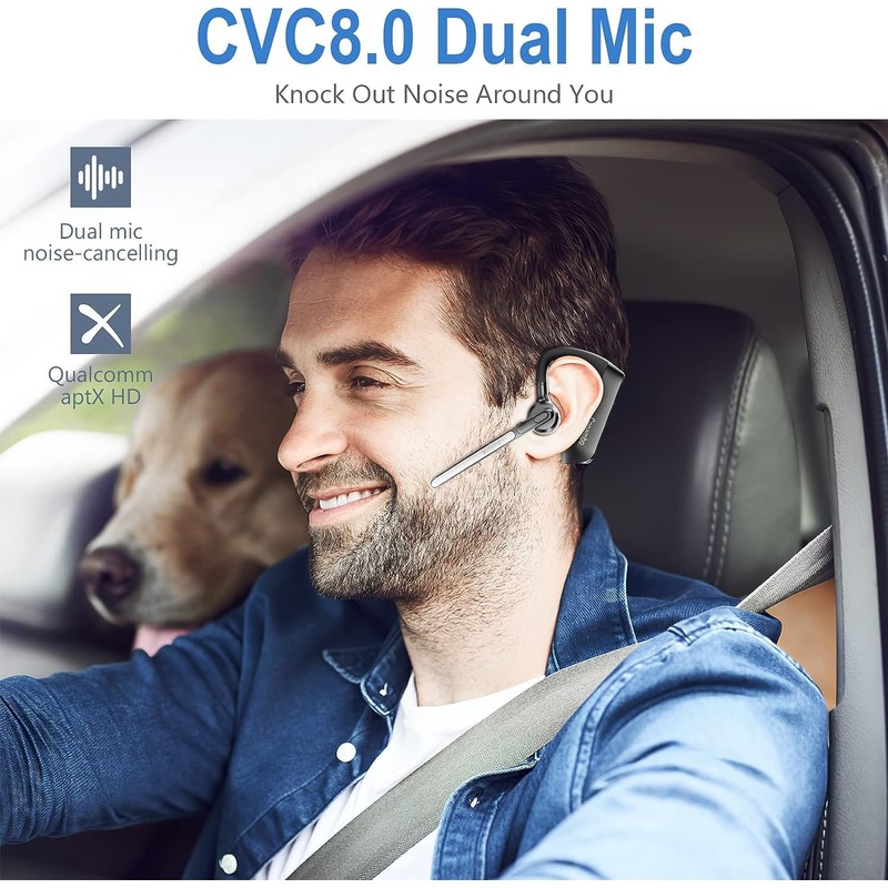 Conambo K10C Bluetooth Headset V5.2, Bluetooth Earpiece with CVC 8.0