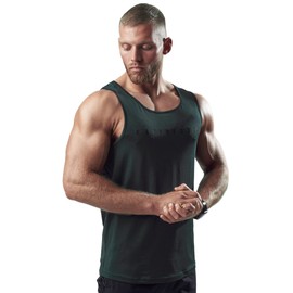 Satire Gym® - Fitness Tank Top Men's - Functional & Quick-Drying Sports Shirt for Men Sleeveless - Men's Fitness Tank Top as Gym Shirt, dark green
