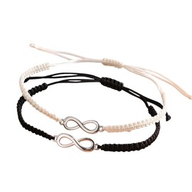 meberg Partner Bracelets Infinity Black White Couple Jewellery Love Jewellery Eternity Symbol Size Adjustable, Metal, none