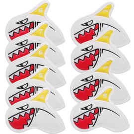 SHABIER White 9pcs Golf Iron Head Covers Velcro Closure with Shark Design Iron Headovers Wedges Covers 4-9 ASP