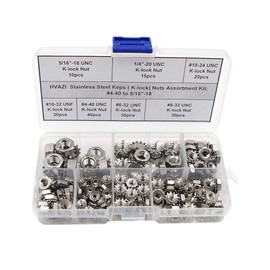 HVAZI Stainless Steel Keps (K-Lock) Nuts Assortment Kit;#4-40 to 5/16"-18