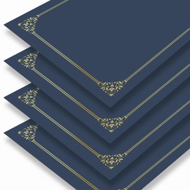 BELLE KR® Blue Certificate Folders 8.5 x 11, 50 Pcs - Diploma Cover Can be Used as Award Certificate Covers with Gold Foil Border for Letter Size 8.5" x 11" Certificates, Cardstock and Documents