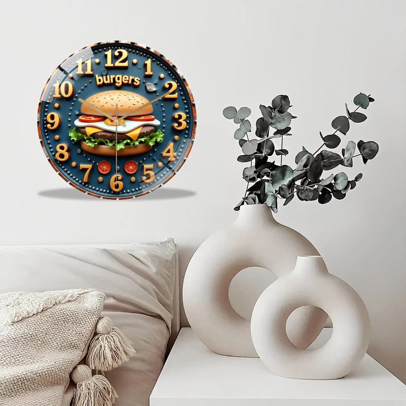 Bedroom-Compatible 30cm Round Glass Wall Clock with Truly Silent Operationsheet
