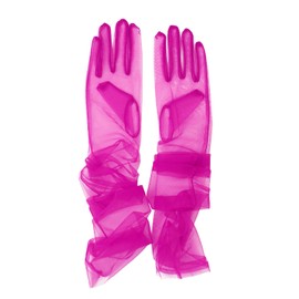 Women's Wedding Bridal Mesh Tulle Gloves Long Opera Costume Party Gloves 27" Elbow Length Sheer Gloves