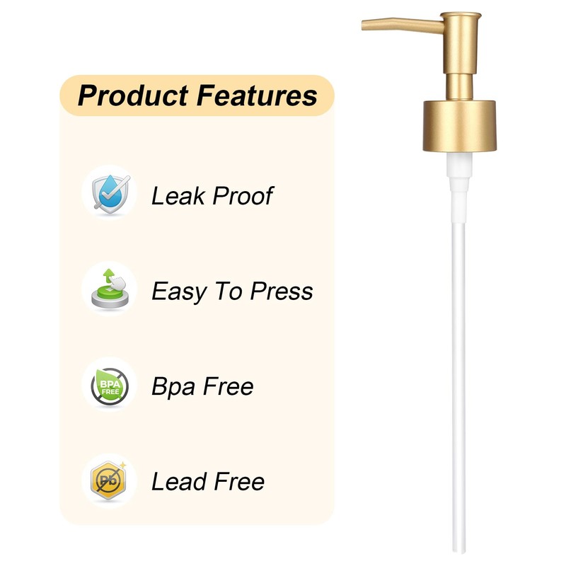 2 Pack Gold Soap Pump, Gold Soap Dispenser Pump for