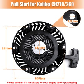 17-165-02-S Pull Start Recoil Starter Assembly for Kohler 17 165 02 S CH270 CH260 Engine Parts Generator Pressure Washer Pull Cord Replacement