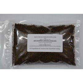 AQUATICBLENDEDFOODS Gourmet Axolotl Soft Food Pellet Mix 3.2mm & 4.0mm & MINI BLOODWORM Sticks (12oz) - A7