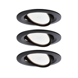 Paulmann 94471 Nova LED Recessed Light Coin Set of 3 Round Swivelling 3 x 6.5 W Warm White Recessed Spotlights Black Matt Aluminium Recessed Lamp 2700 K