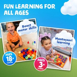 Skoolzy 34 Pc Foam Stacking Set with Lacing & Storage for Ages 2-4