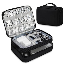 Organizador Portátil Electrónicos, Estuche para Cables Bolsa para Accesorios Electrónicos Organizador de Cables para Viaje para Discos Duros, Cables USB, Auriculares, Cargadores, Tarjeta SD (Negro)