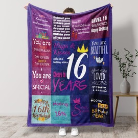 PRSTENLY 16th Birthday Gifts Girls, 60 * 50IN Blanket, Sweet 16 Gifts for Girls Daughter Sister Granddaughter, 16 Birthday Gifts Girl