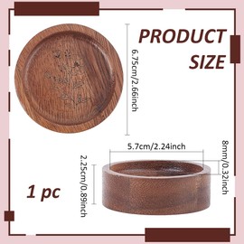 PH PandaHall Wooden Ring Dish Engraved Rings Holder Jewellery Tray Dish Round Wood Ring Dish Jewellery Display Tray with Flower Engraving for Wedding Engagement Bridal Shower Gift Anniversary 6.7cm