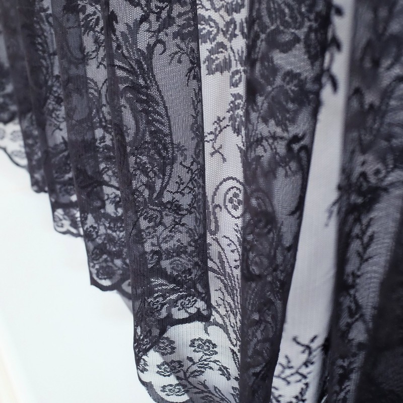 John Aird Victoria Lace Curtain Finished In Black ~ Width