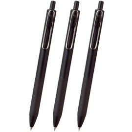 Mitsubishi Pencil Uni-ball One Gel Ink Ballpoint Pen, Uni-ball One, 0.5mm, Black, Black Axis, Set of 3