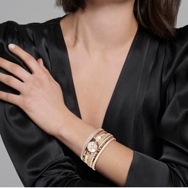 Rumnoke Leopard Leather Wrap Bracelets for Women Multilayer Wristband Cuff Bangle with Magnetic Buckle Pearl