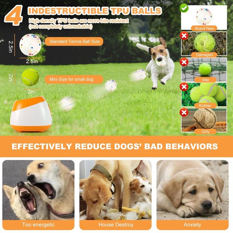 Wortade Automatic Ball Launcher for Dogs, Dog Ball Thrower with