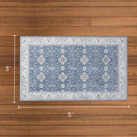 Wyatt & Ash Dream Mink Washable Willa Blue/Taupe Geometric 3' x 5' Accent