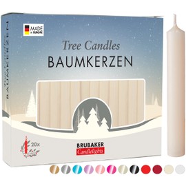BRUBAKER Tree Candles - Pack of 20 - Champagne - 3¾ x ½ Inches (9.5 x 1.27cm) - Made in Europe - Pyramids, Carousels & Chimes