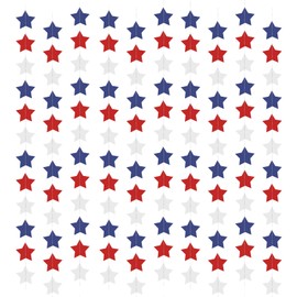 6 Pack Total 60 ft Patriotic Red White Blue Star Garland, Hanging Paper Stars Streamer Banner, USA American Flag Decoration for 4th of July, Memorial Day, Veterans Day, Independence Day Party Supplies