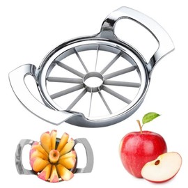 OM General Extra Large Heavy Duty Stainless Steel Apple Slicers Cutter Divider 12 Blades Food Grade 304, Silver
