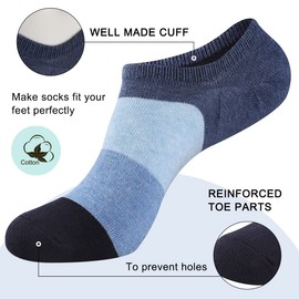 FLYRUN Calcetines de algodón invisibles para hombre, paquete de 8 calcetines casuales de corte bajo con agarres antideslizantes, Multicolor-10, Talla única