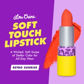 Lime Crime Soft Touch Comfort Matte Lipstick, Retro Sunrise (Bright Red-Orange) - Flirty Retro Shades - Full-Coverage Long Lasting, Lip Lining & Soft for All-Day Wear - Talc-Free & Paraben-Free