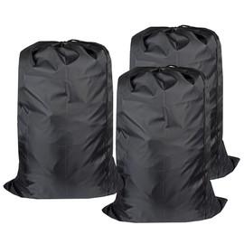 UniLiGis Washable Travel Laundry Bag with Drawstring (3 Pack), Large Dirty Clothes Bag Fit a Laundry Basket or Clothes Hamper, Enough to Hold 4 Loads of Laundry,26x39 inches Black 3