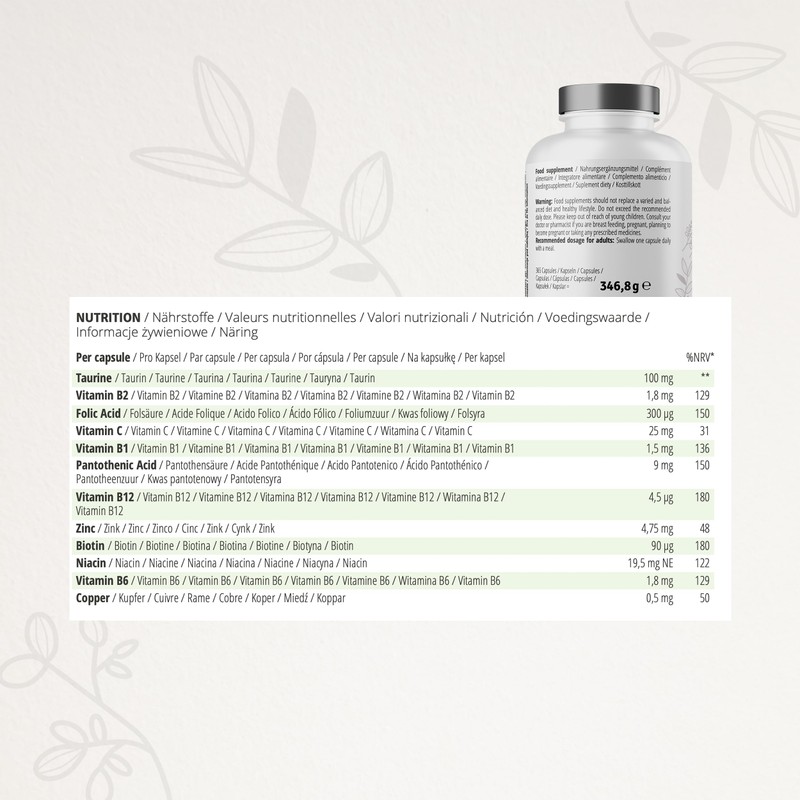 CYB Hair Vital, with 9 vitamins, zinc, copper and taurine,