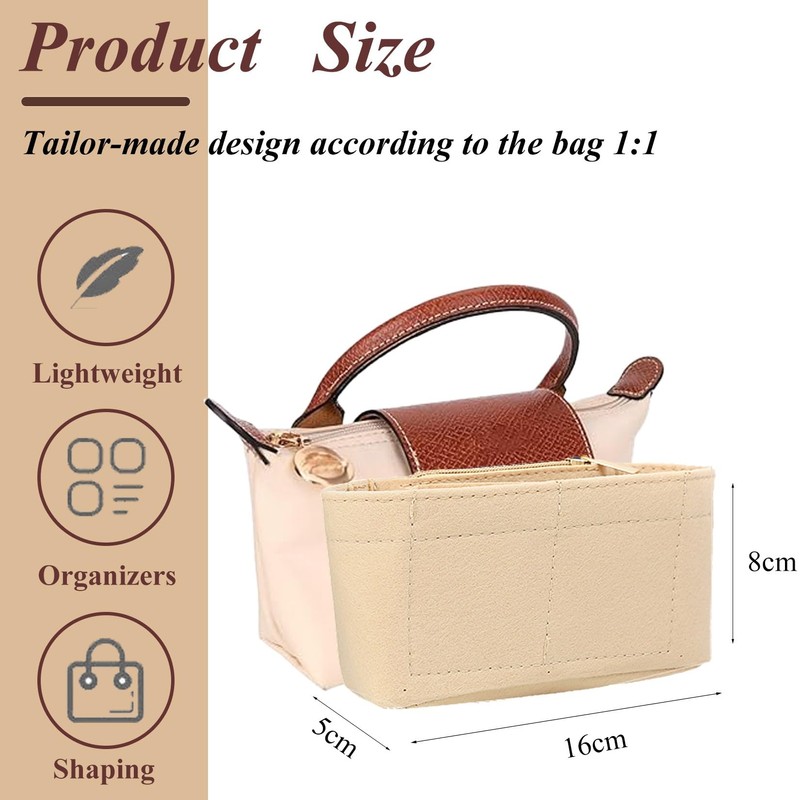 2-Pack Mini Bag Replacement Shoulder Strap and Bag Insert Organizer