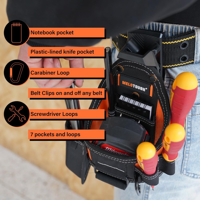 MELOTOUGH Small Tool Pouch Tape Measure Pouch/Utility Knife Pouch Tool