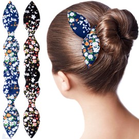 Alpinleux 2 Pcs Hair Bun Maker, Donut Buns for Hair, French Twist Hair Tool, Updo Hair Accessories, Bun Makers for Women's Hair (Dark Blue, Black)