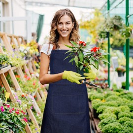 MaoXinTek Chef Kitchen Denim Apron Work with Pockets for Men and Women, Adjustable Bib Aprons with Tool Pockets for Kitchen Cooking, Garden, Restaurant, Coffee House