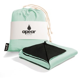 16-in-1 Compact Travel Blanket with Bag – Reversible, Ultra Soft Bamboo Airplane Blanket with Hidden Pocket - Lightweight & Packable for Flights, Camping, Picnic, Travel Essentials (Seafoam/Black)