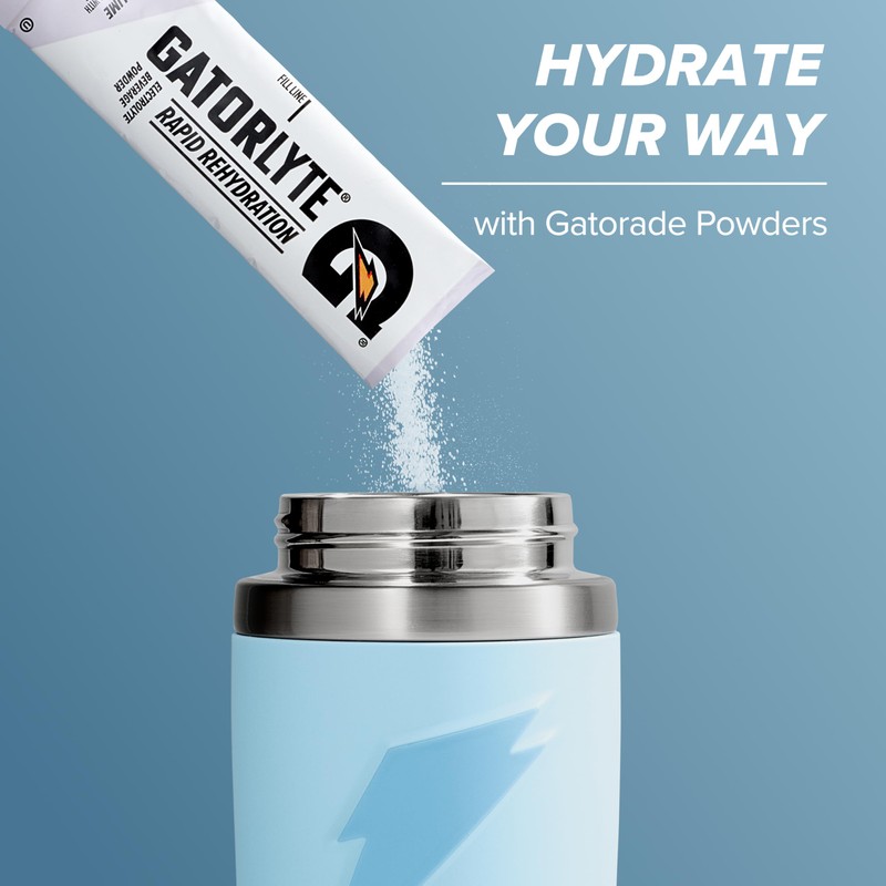 Gatorade 'Overtime' 32oz Stainless Steel Water Bottle, Straw Cap, Light