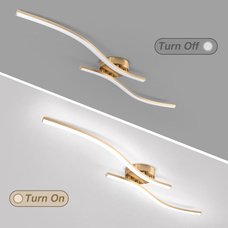 HLILCEH 28W Gold Linear Ceiling Light Gold Modern LED Ceiling