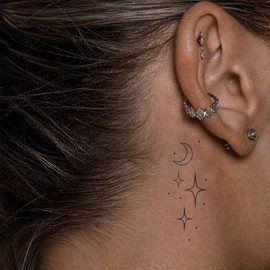 WEEKINK Celestial Temporary Tattoos – Realistic & Long-Lasting Sun Moon Star Minimal Fake Tattoos, Waterproof Semi-Permanent Body Stickers for Shoulder, Neck, Collarbone